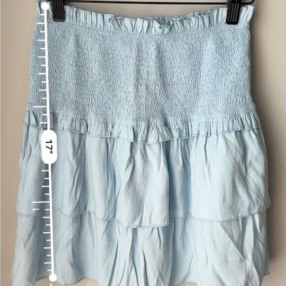 Shein Ultra Soft High Waisted Stretchy Flowy Light Blue Shirred Tiered Skirt - Picture 7 of 7